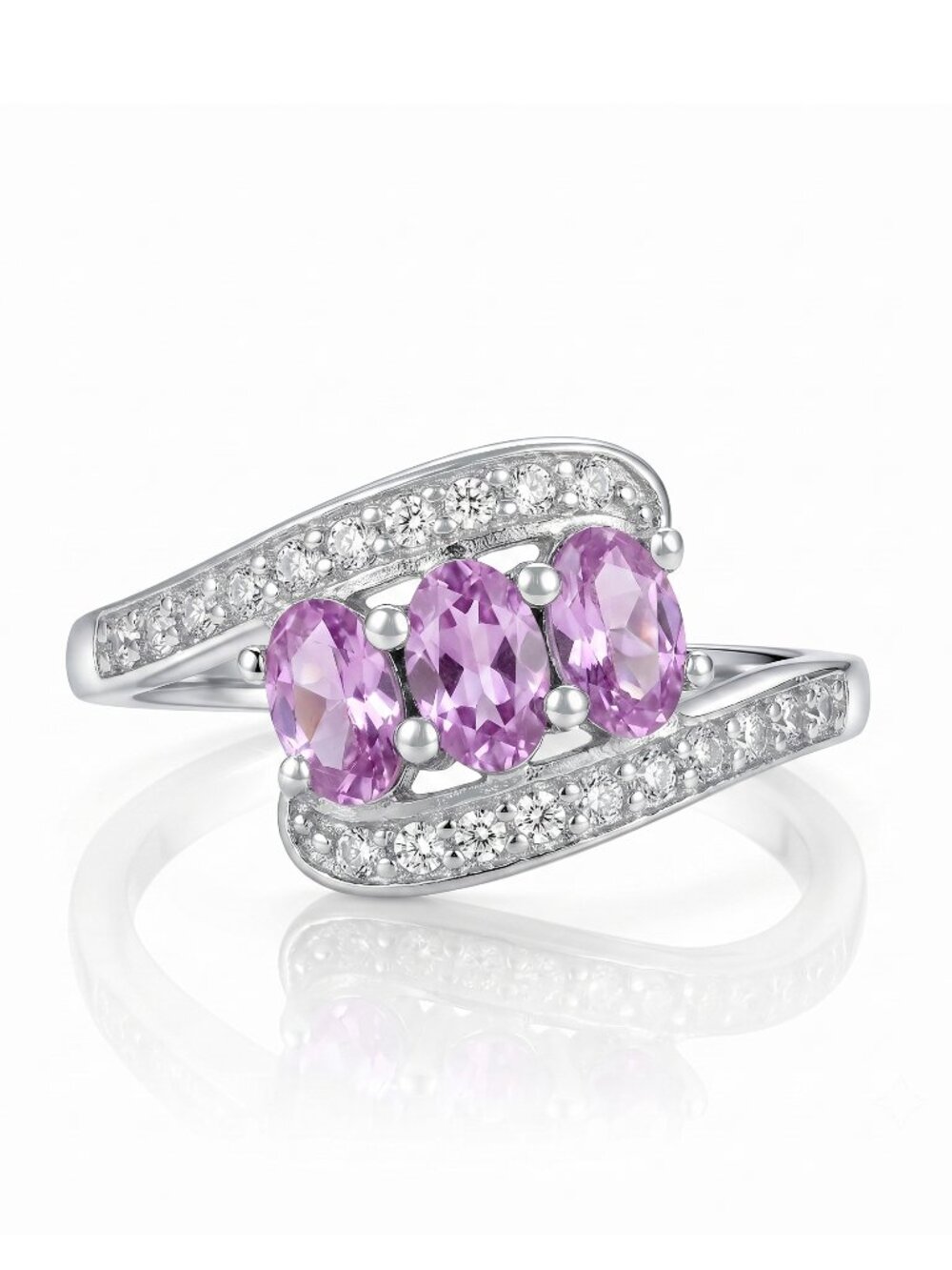 Purple Amethyst Gemstone ring, size 7, 925 Sterling Silver Charmed Aroma